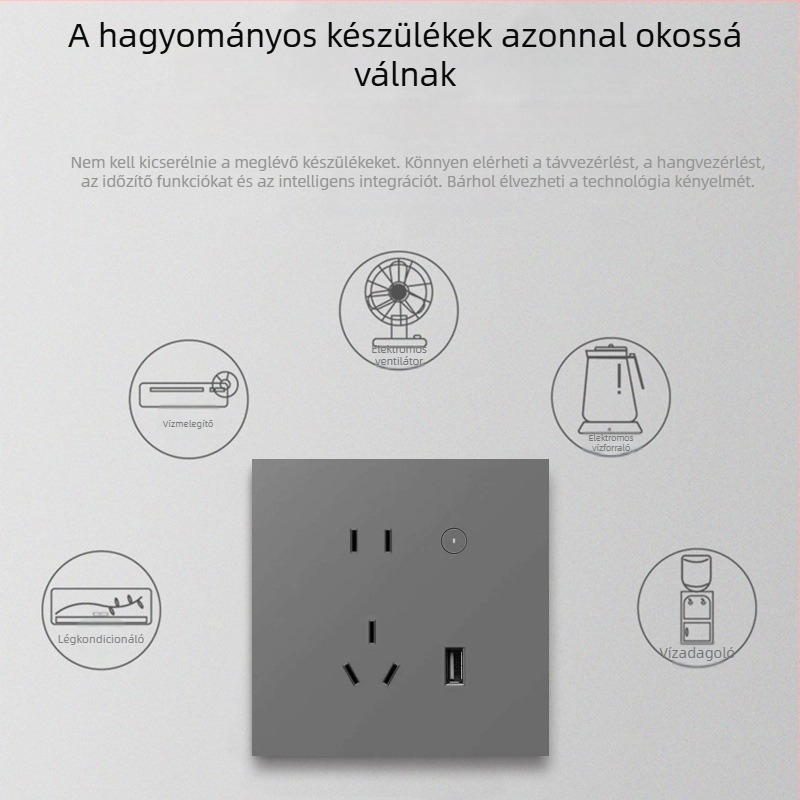Graffiti Zigbee falra szerelhető intelligens konnektor 86-os típusú dobozhoz, hangvezérlés és mobilalkalmazásos távoli vezérlés
