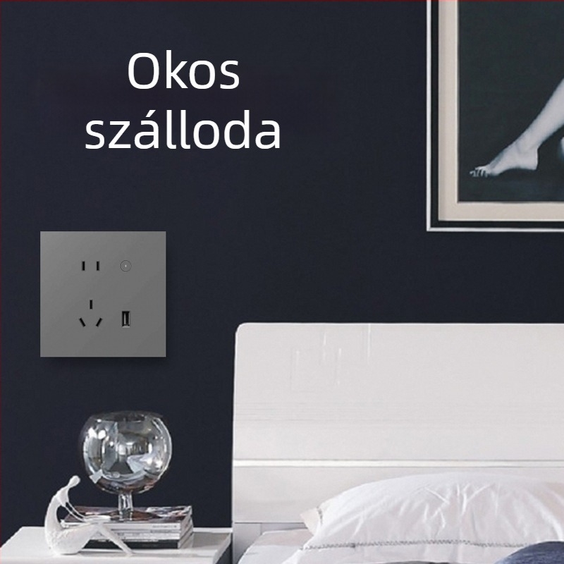 Graffiti Zigbee falra szerelhető intelligens konnektor 86-os típusú dobozhoz, hangvezérlés és mobilalkalmazásos távoli vezérlés