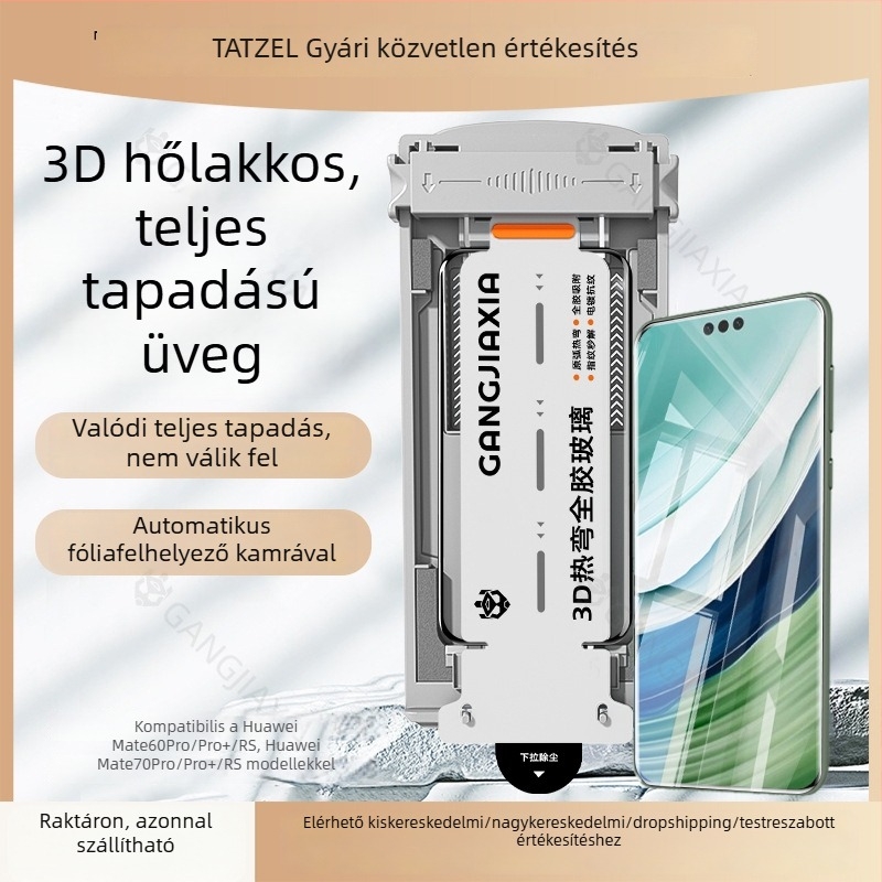 Tazo Edzett Üveg kijelzővédő Huawei Mate60 Pro-hoz – Teljes ragasztás, 3D ívelt felület, Hő- hajlított dizájn, 70Air