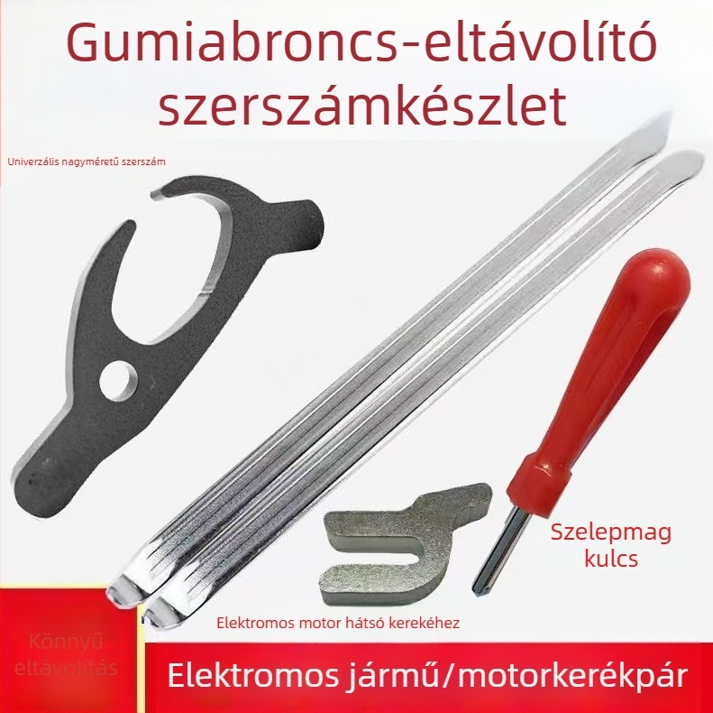 Gumiabroncs-eltávolító eszközök készlet gumiműhelyhez, rozsdamentes acélból, emelő- és leverővasakkal