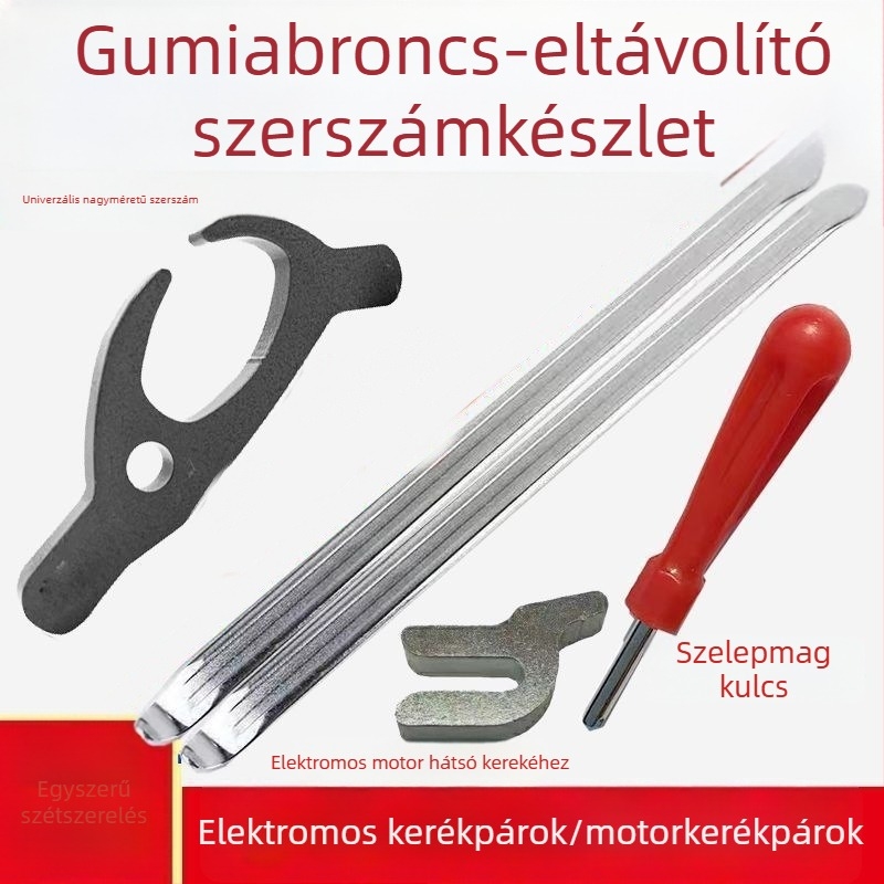 Gumiabroncs-eltávolító eszközök készlet gumiműhelyhez, rozsdamentes acélból, emelő- és leverővasakkal
