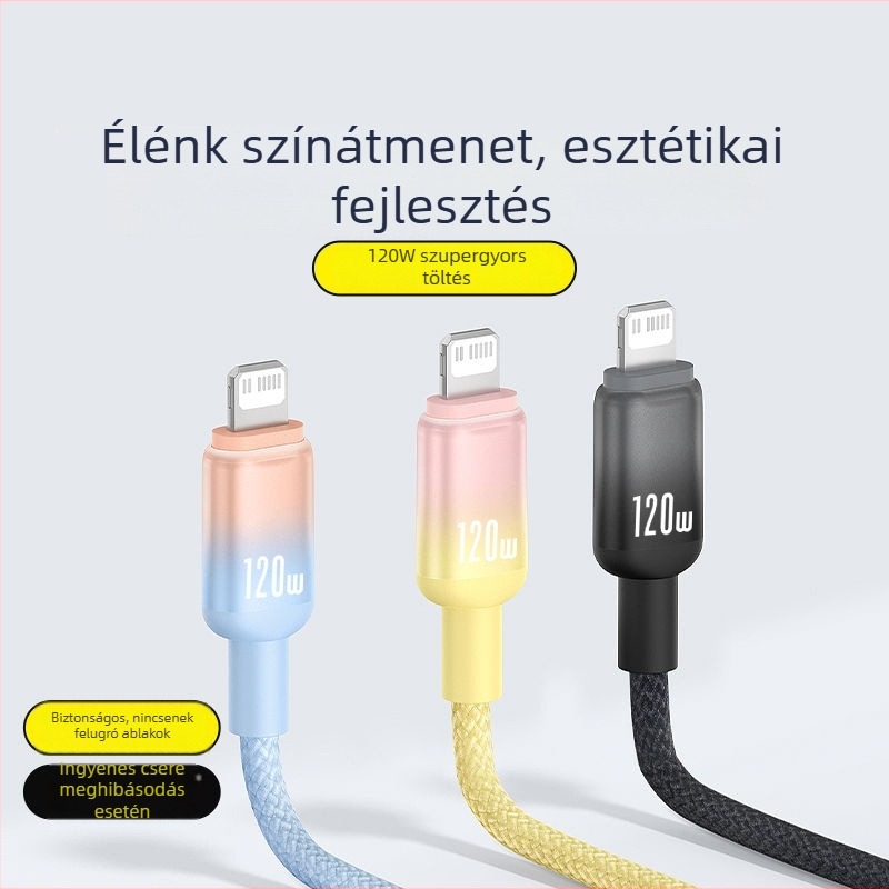 Gradiens Lightning-kábel Apple készülékekhez (iPhone/iPad), 1–2 m, gyors töltés