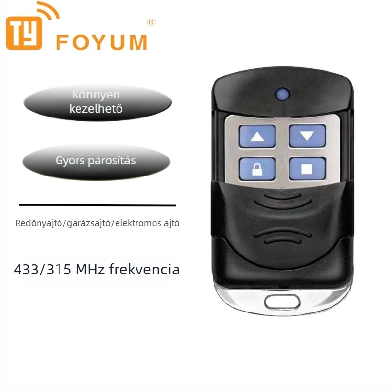 433/315 MHz helyettesítő távirányító garázsajtókhoz és teleszkópos ajtókhoz, rolóajtó vezérlő
