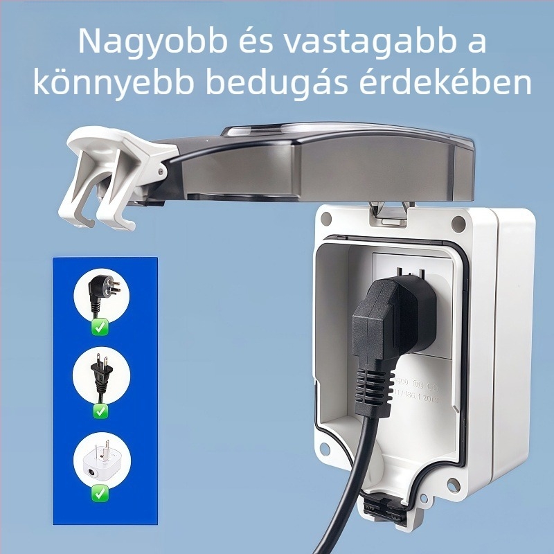 Kültéri vízálló tápcsatlakozó, UV‑álló védelem, felületre szerelhető, 5‑pin/3‑pin csatlakozó védőházban