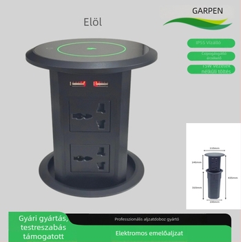 Érintésre reagáló intelligens felemelhető aljzat, rejtett asztali sziget, vízálló vezeték nélküli töltés telefonhoz