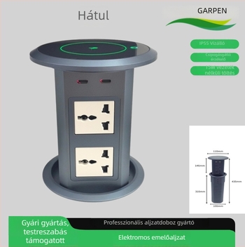 Érintésre reagáló intelligens felemelhető aljzat, rejtett asztali sziget, vízálló vezeték nélküli töltés telefonhoz