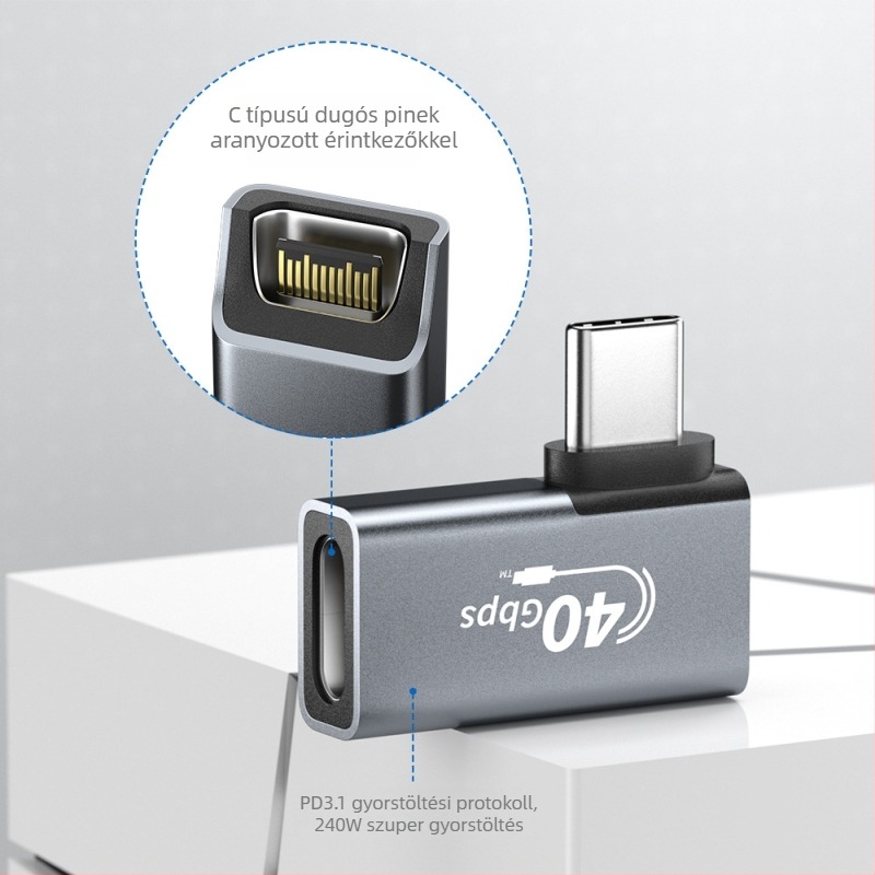 USB4 teljes funkciójú USB-C adapter, 40 Gbps adatátvitel, laptophoz, 8K HD kijelzőtükrözés