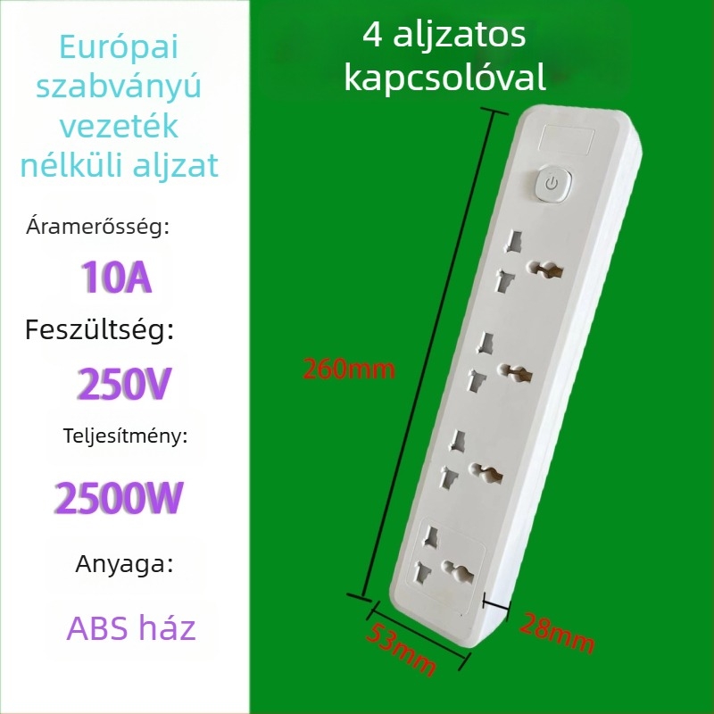 Kábellel ellátott asztali aljzat európai, koreai és német szabványok szerint