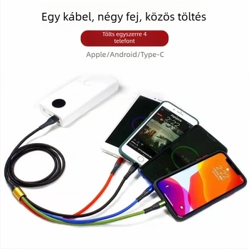 Nylonhálós USB Type-C 4-in-1 töltés- és adatkábel