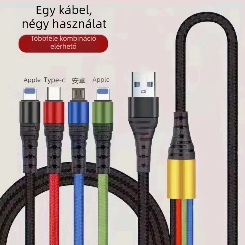 Nylonhálós USB Type-C 4-in-1 töltés- és adatkábel