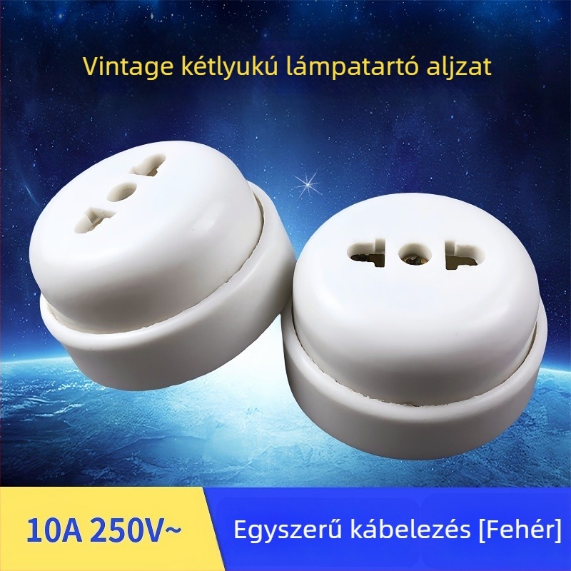 Kerek felületszerelésű aljzat kétpólusú, 10A, fekete vagy fehér.