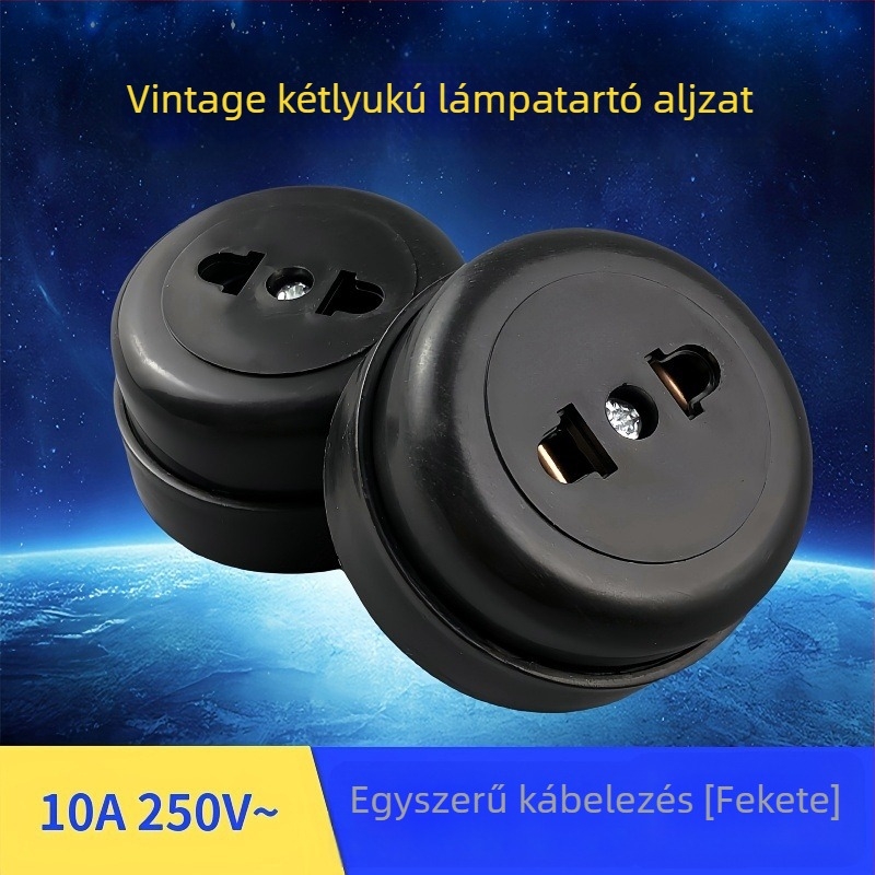 Kerek felületszerelésű aljzat kétpólusú, 10A, fekete vagy fehér.