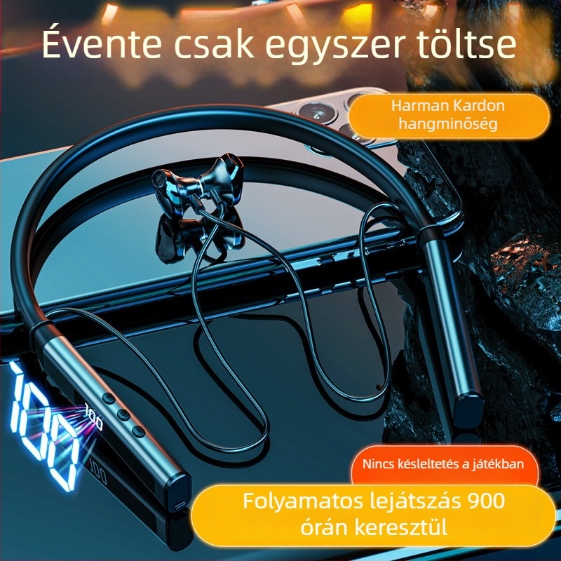 Új 5.3 Bluetooth nyakpántos fejhallgató, vezeték nélküli, kiváló minőség, késleltetés nélküli játékokra, kártyahely