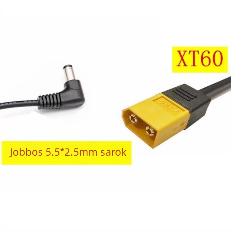 XT60-tól DC5.5×2.5 mm tápegység-kábel, hajlított DC5525 adapter, forrasztóvas tápegység-kábel
