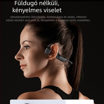Csontvezetéses Bluetooth fülhallgató sporthoz és futáshoz, nem a fülbe illeszkedő, fül mögötti dizájn, kényelmes hosszú viseléshez, sztereó hangzás, vízálló, sportos stílus