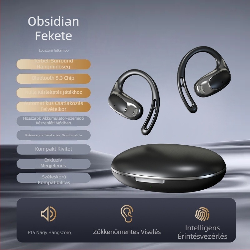 Vezeték nélküli Bluetooth fülhallgatók alacsony késleltetéssel, nyitott fül-dizájn, hosszú akkumulátor-élettartam, vízálló, ideális sporthoz és játékhoz