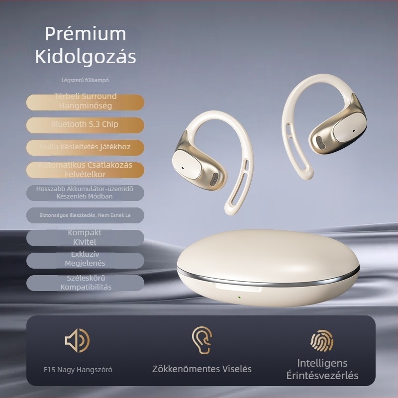 Vezeték nélküli Bluetooth fülhallgatók alacsony késleltetéssel, nyitott fül-dizájn, hosszú akkumulátor-élettartam, vízálló, ideális sporthoz és játékhoz