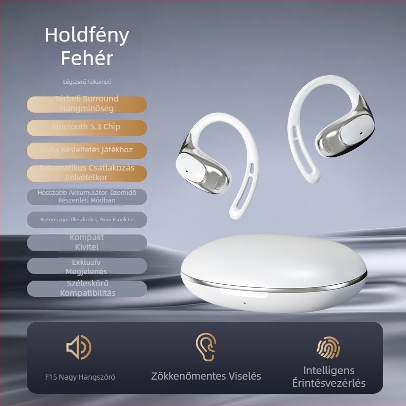 Vezeték nélküli Bluetooth fülhallgatók alacsony késleltetéssel, nyitott fül-dizájn, hosszú akkumulátor-élettartam, vízálló, ideális sporthoz és játékhoz