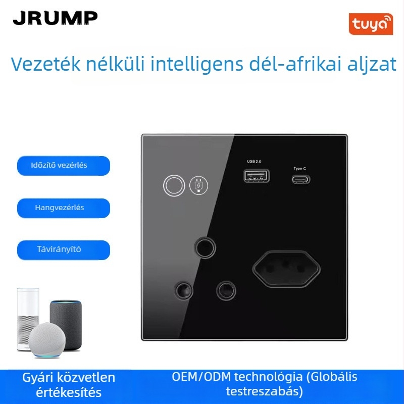 JURMP Vezeték nélküli intelligens Dél-afrikai aljzat, 220V, USB-C, otthoni és üzleti használatra