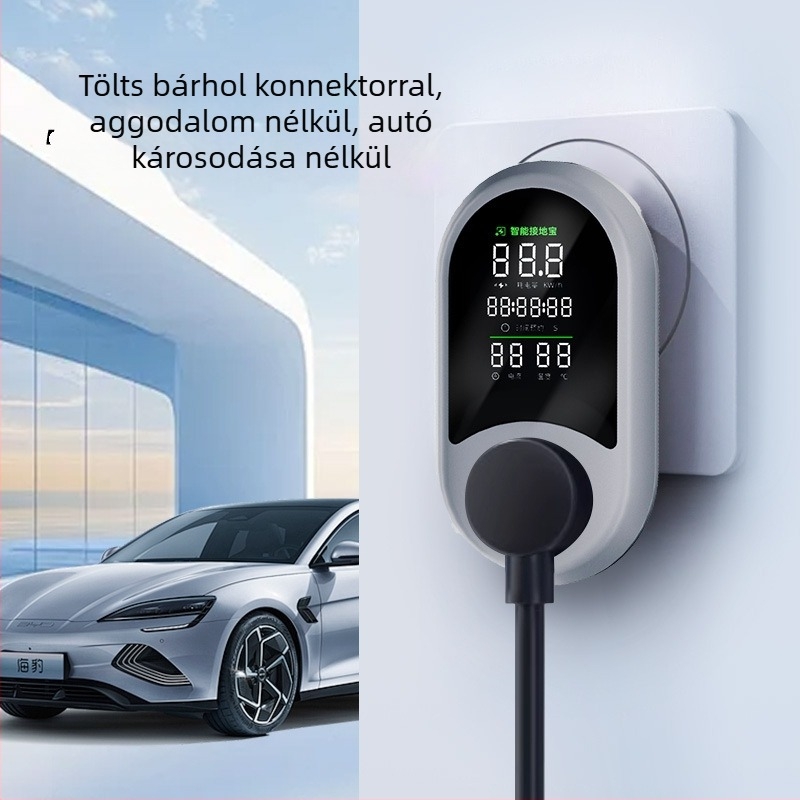 Elektromos járművek töltőadaptere, univerzális aljzattal 10A–16A, földelési vezeték nélkül