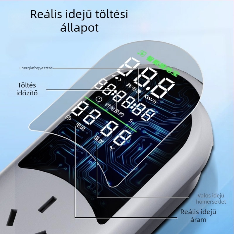 Elektromos járművek töltőadaptere, univerzális aljzattal 10A–16A, földelési vezeték nélkül