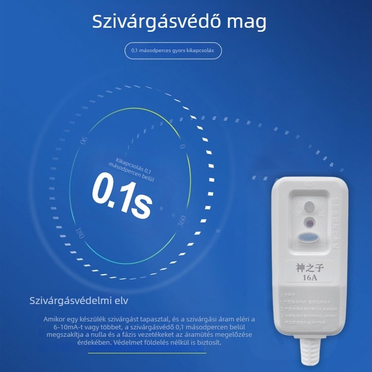 Szivárgóáramvédelmes dugó kapcsolóval, 16/10A dedikált aljzat
