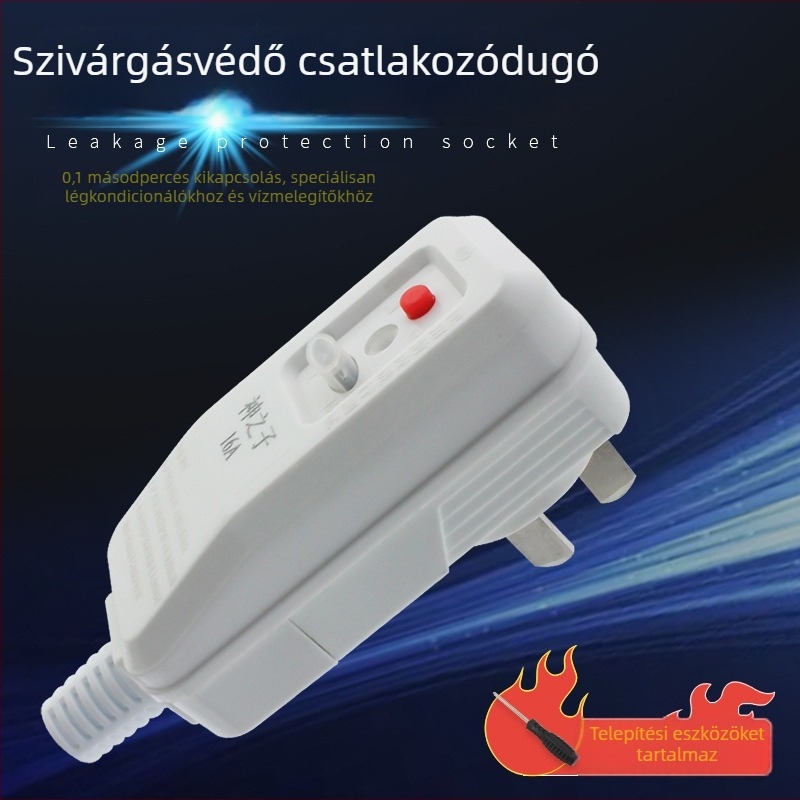 Szivárgóáramvédelmes dugó kapcsolóval, 16/10A dedikált aljzat