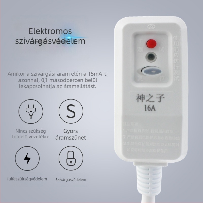 Szivárgóáramvédelmes dugó kapcsolóval, 16/10A dedikált aljzat