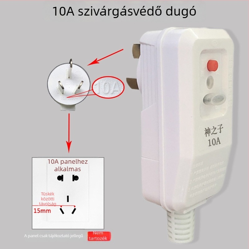 Szivárgóáramvédelmes dugó kapcsolóval, 16/10A dedikált aljzat