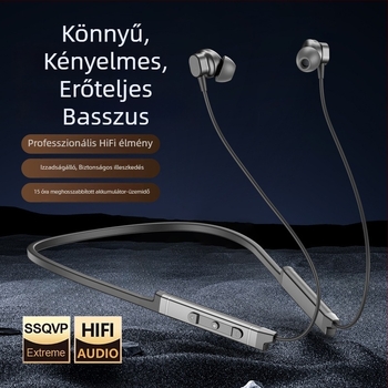 2024 Nyakpántos Bluetooth sport fülhallgató, hosszú üzemidő, zajcsökkentés, vezeték nélküli, Bluetooth 5.0, vízálló