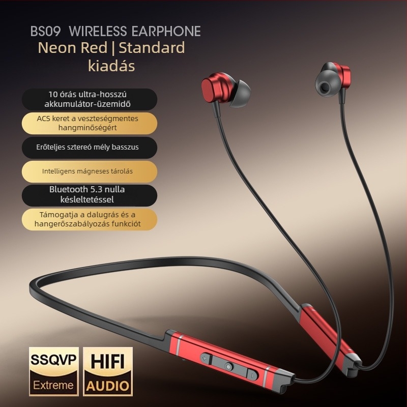 2024 Nyakpántos Bluetooth sport fülhallgató, hosszú üzemidő, zajcsökkentés, vezeték nélküli, Bluetooth 5.0, vízálló