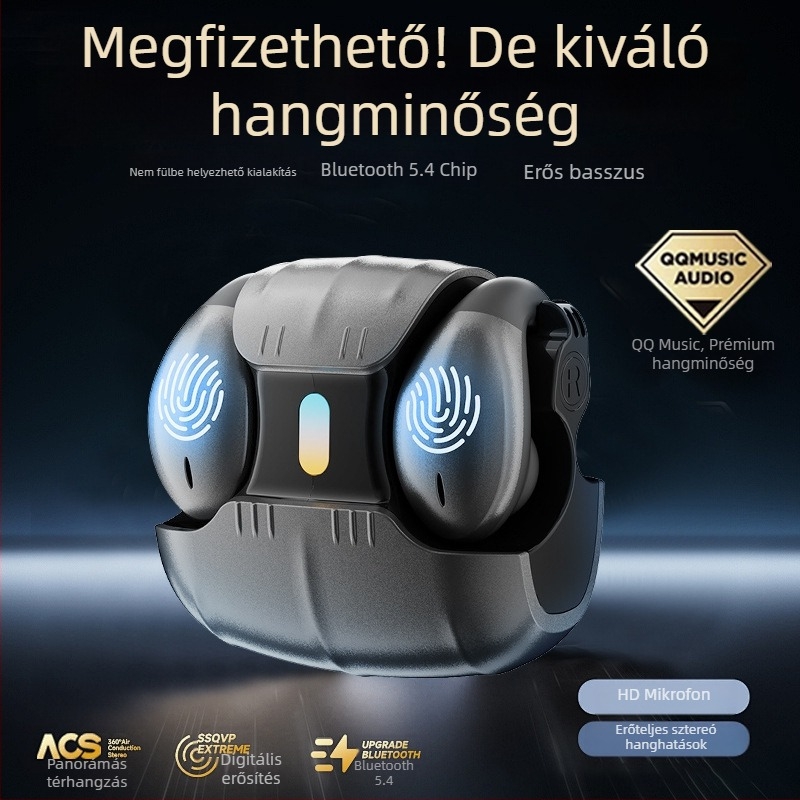 Fülcsipeszes sport Bluetooth fülhallgató, privát modell, Bluetooth 5.4, alacsony késleltetés, nem a fülbe illő kialakítás, hosszú üzemidő