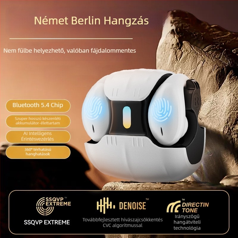 Fülcsipeszes sport Bluetooth fülhallgató, privát modell, Bluetooth 5.4, alacsony késleltetés, nem a fülbe illő kialakítás, hosszú üzemidő