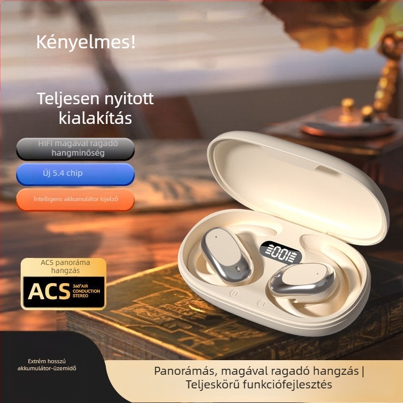 Handsome Bird koponyacsont-alapú vezeték nélküli Bluetooth headset, fülön rögzített, gaming-kategóriájú, zajcsökkentés, hosszú akkumulátor-üzemidő, modell 735Y