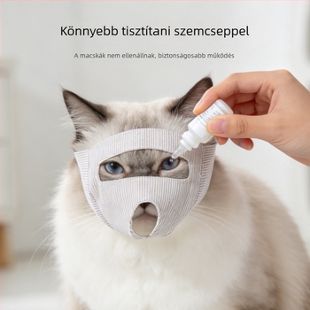 Macska szemvédő maszk, védelem karcolások ellen, a körömvágás és a szőr fújás közben, puha, lélegző pamutanyag