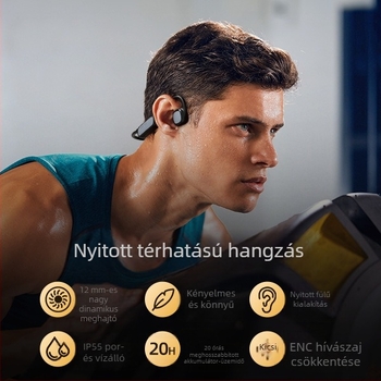 GS Nyitott fülhallgató Bluetooth vezeték nélküli, sztereó csontvezetés, kerékpározáshoz és futáshoz, Bluetooth 5.4, sport modell