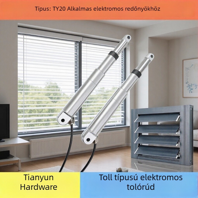 Toll típusú elektromos tolóelem rozsdamentes acél redőnyökhez — por- és vízálló, 12–24 V DC, 10–300 N, okos otthon