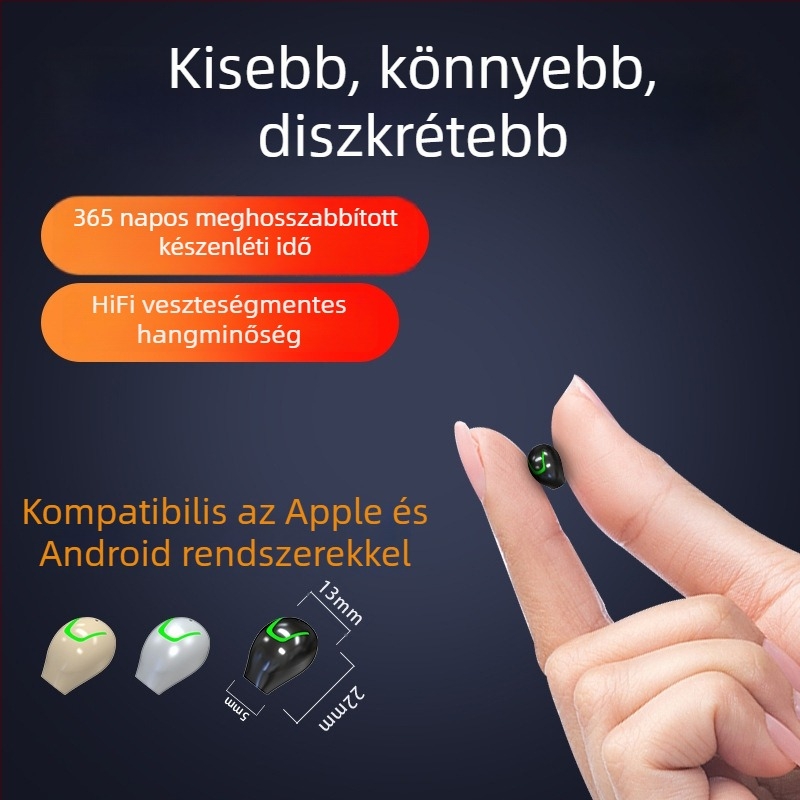 MINI21 Mini vezeték nélküli Bluetooth fülhallgató, láthatatlan, kompakt, egyoldali használat futáshoz és sporthoz, kiváló hangzás, 2025-ös modell