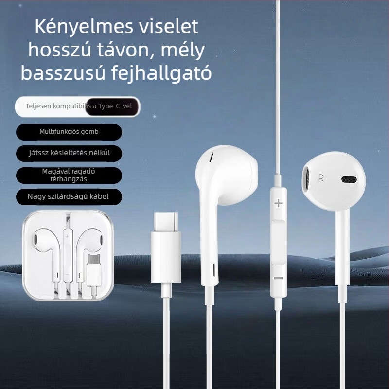 PG8K vezetékes fejhallgató, erőteljes basszus, fél-in-ear kialakítás, inline kontroll