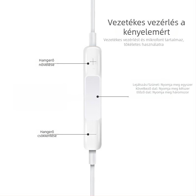 PG8K vezetékes fejhallgató, erőteljes basszus, fél-in-ear kialakítás, inline kontroll
