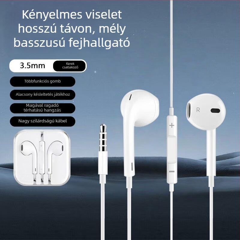 PG8K vezetékes fejhallgató, erőteljes basszus, fél-in-ear kialakítás, inline kontroll
