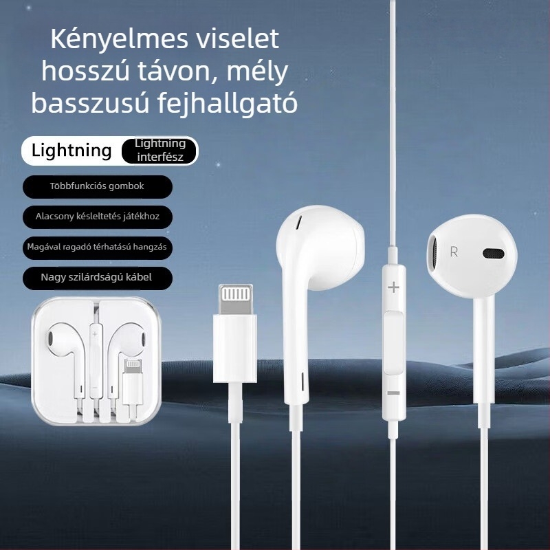 PG8K vezetékes fejhallgató, erőteljes basszus, fél-in-ear kialakítás, inline kontroll