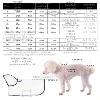 Átlátszó esőköpeny kis testű kutyáknak
