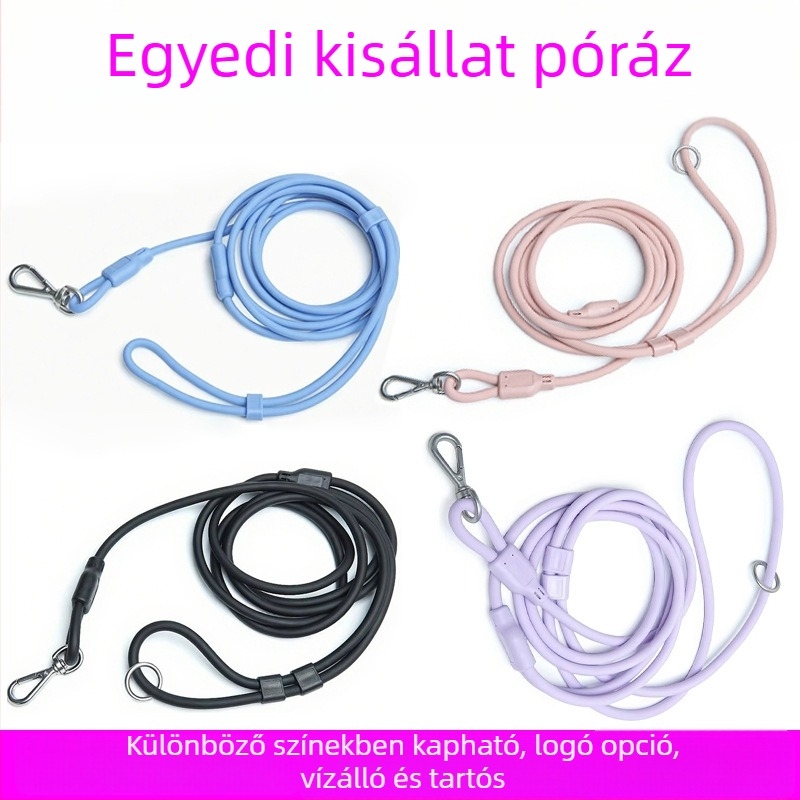 PVC-ból készült vízálló körkötél kutyapóráz, állítható
