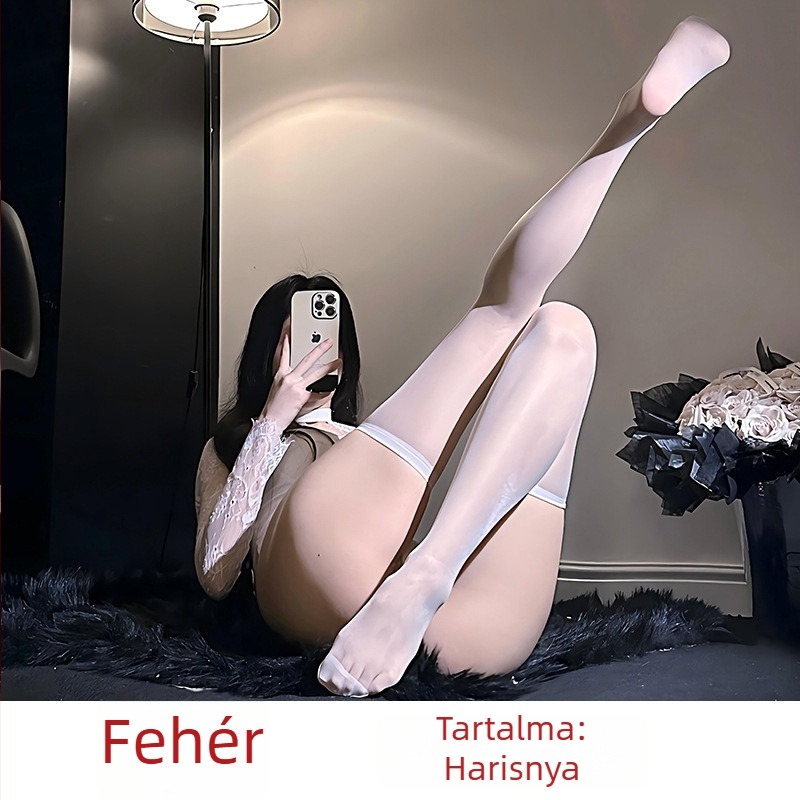 Fekete térd fölé érő harisnyák, áttetszők, vékonyak, varrásmentes, 5011