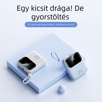 3C-tanúsítvánnyal rendelkező power bank 69-es nyomon követési kóddal, 22,5W gyors töltés, beépített kábel, 10000mAh hordozható