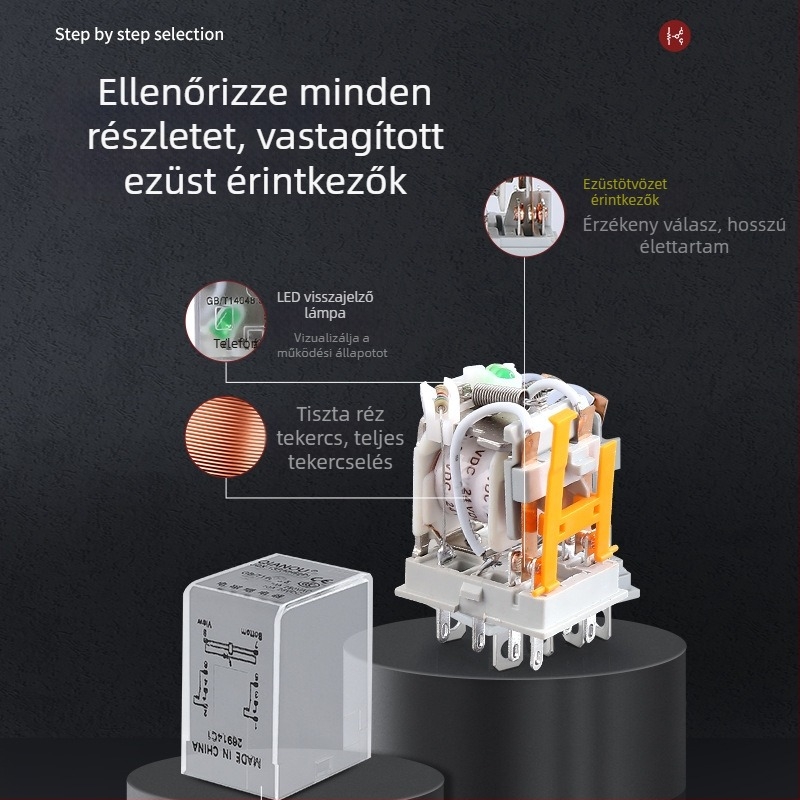 Kompakt közbenső relé HH52P-LT HH54P-LT, elektromágneses kapcsoló, 12V/24V/220V AC/DC
