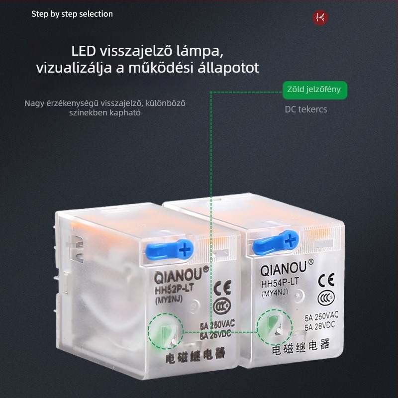 Kompakt közbenső relé HH52P-LT HH54P-LT, elektromágneses kapcsoló, 12V/24V/220V AC/DC