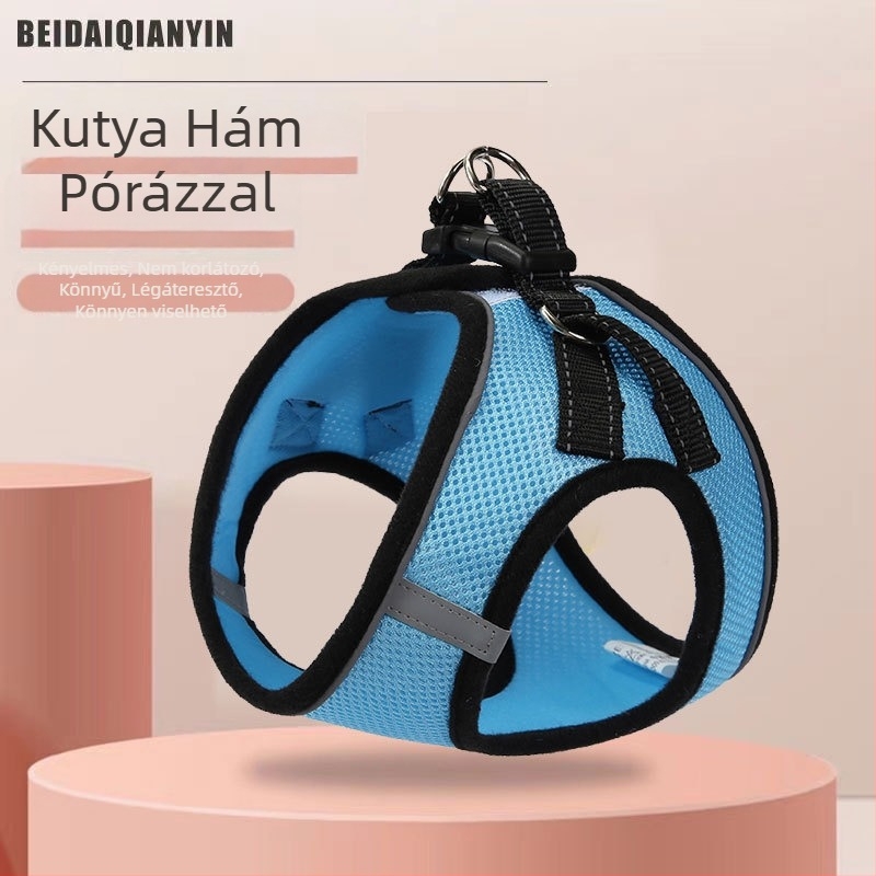 Kis méretű kutyapóráz, fényvisszaverő mellény-stílusú, lélegző dizájn a mellkas és a hát részéhez sétákhoz