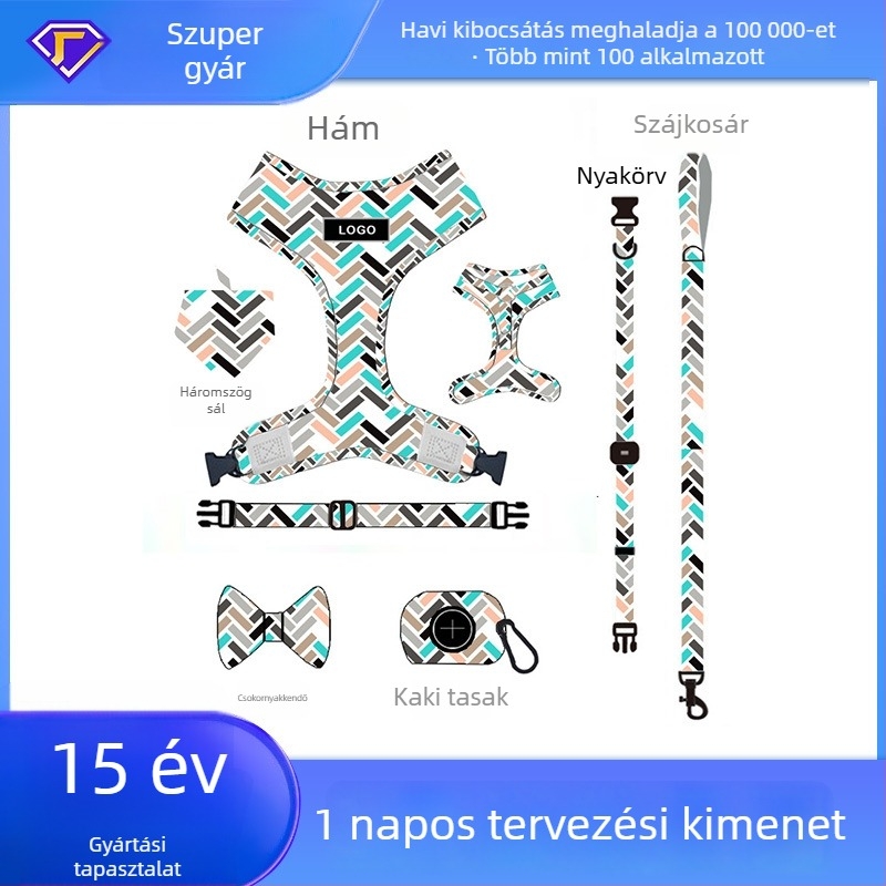 Személyre szabott Huashong kutya pórázkészlet lélegző hálós mell- és háthám